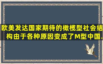 欧美发达国家期待的橄榄型社会结构由于各种原因变成了M型。中国...