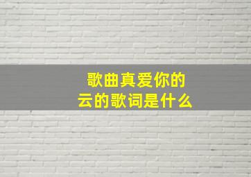 歌曲真爱你的云的歌词是什么(