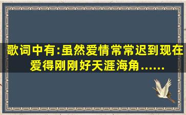 歌词中有:虽然爱情常常迟到,现在爱得刚刚好,天涯海角......的歌名叫什么?