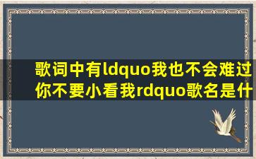 歌词中有“我也不会难过你不要小看我”歌名是什么(谁唱的(