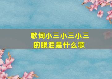 歌词小三小三小三的眼泪是什么歌 