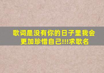 歌词是没有你的日子里我会更加珍惜自己,!!!求歌名