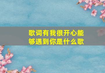 歌词有我很开心能够遇到你,是什么歌