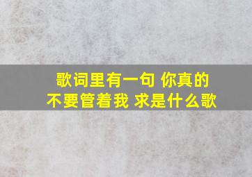 歌词里有一句 你真的不要管着我 求是什么歌