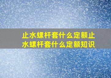 止水螺杆套什么定额止水螺杆套什么定额知识