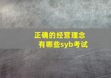 正确的经营理念有哪些syb考试