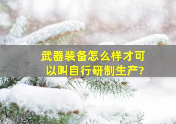 武器装备怎么样才可以叫自行研制生产?