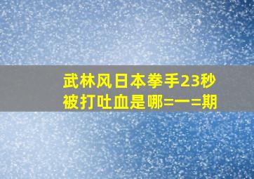 武林风日本拳手23秒被打吐血是哪=一=期