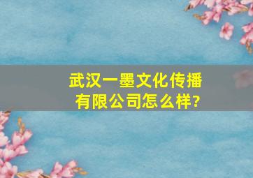 武汉一墨文化传播有限公司怎么样?