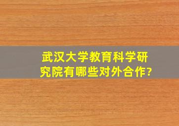 武汉大学教育科学研究院有哪些对外合作?