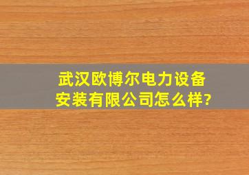 武汉欧博尔电力设备安装有限公司怎么样?