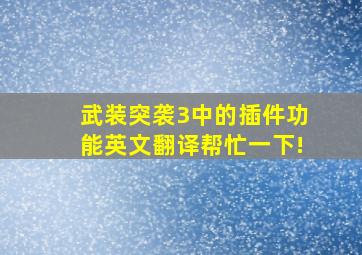 武装突袭3中的插件功能英文翻译帮忙一下!