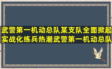 武警第一机动总队某支队全面掀起实战化练兵热潮(武警第一机动总队...