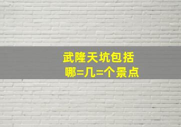 武隆天坑包括哪=几=个景点