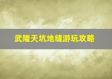 武隆天坑地缝游玩攻略