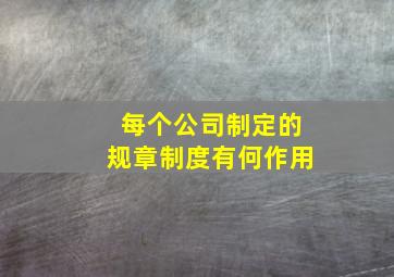 每个公司制定的规章制度有何作用