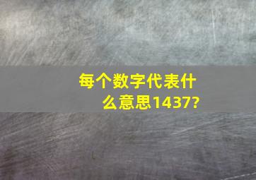 每个数字代表什么意思1437?