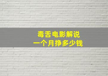 毒舌电影解说一个月挣多少钱