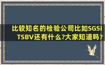 比较知名的检验公司,比如SGS,ITS,BV,还有什么?大家知道吗?谢谢。