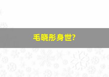 毛晓彤身世?