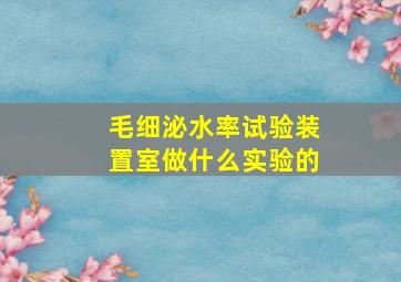 毛细泌水率试验装置室做什么实验的