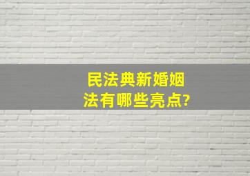 民法典新婚姻法有哪些亮点?