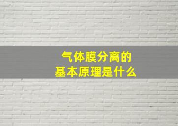 气体膜分离的基本原理是什么