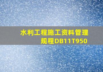 水利工程施工资料管理规程DB11T950