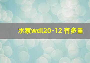 水泵wdl20-12 有多重