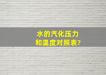 水的汽化压力和温度对照表?