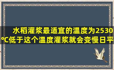 水稻灌浆最适宜的温度为2530℃,低于这个温度灌浆就会变慢,日平均...