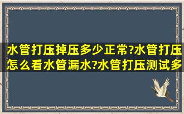 水管打压掉压多少正常?水管打压怎么看水管漏水?水管打压测试多少钱