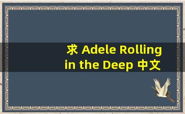 求 Adele Rolling in the Deep 中文翻译。谢谢。