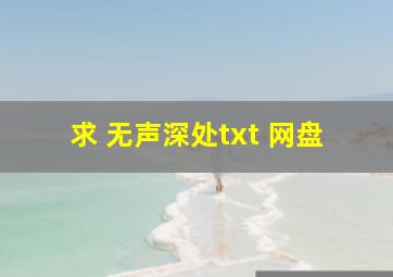 求 无声深处txt 网盘