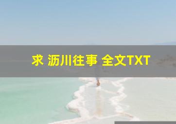 求 沥川往事 全文TXT