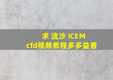 求 流沙 ICEM cfd视频教程。。多多益善。。