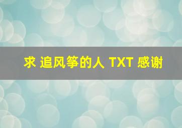 求 追风筝的人 TXT 感谢