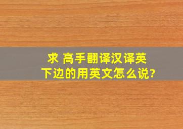 求 高手翻译(汉译英)。下边的用英文怎么说?