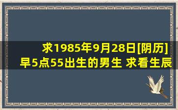 求1985年9月28日[阴历]早5点55出生的男生 求看生辰命格