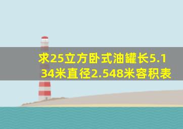 求25立方卧式油罐长5.134米直径2.548米容积表