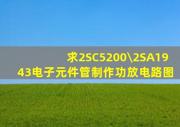 求2SC5200\2SA1943电子元件管制作功放电路图