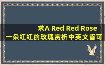 求A Red ,Red Rose( 一朵红红的玫瑰)赏析,中英文皆可