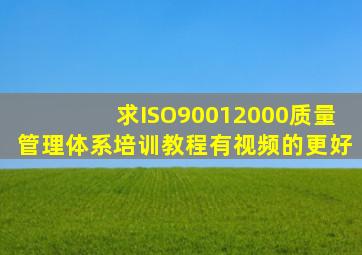 求ISO90012000质量管理体系培训教程有视频的更好