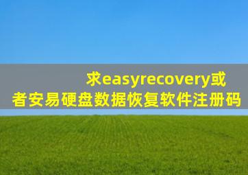 求easyrecovery或者安易硬盘数据恢复软件注册码