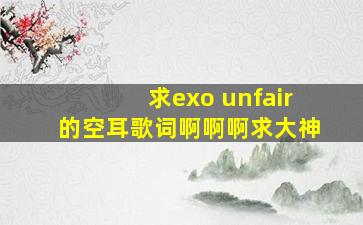 求exo unfair的空耳歌词啊啊啊求大神