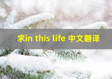 求in this life 中文翻译