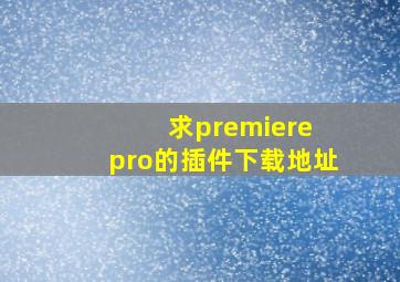 求premiere pro的插件下载地址