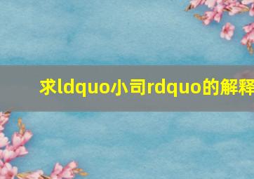 求“小司”的解释