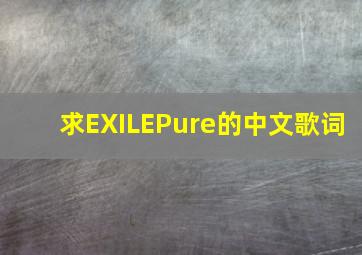 求、EXILE《Pure》的中文歌词。