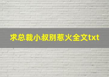 求《总裁小叔别惹火》全文txt